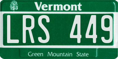 VT license plate LRS449
