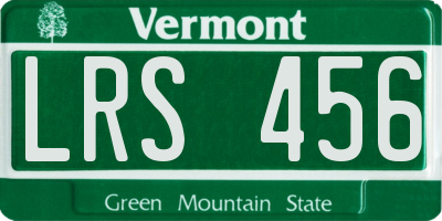 VT license plate LRS456