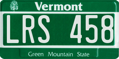 VT license plate LRS458