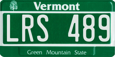 VT license plate LRS489