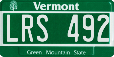 VT license plate LRS492