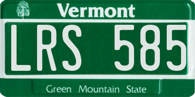 VT license plate LRS585