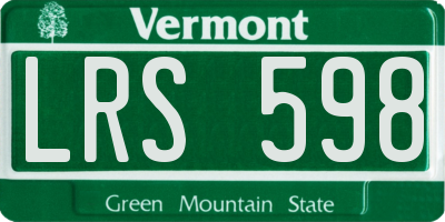 VT license plate LRS598