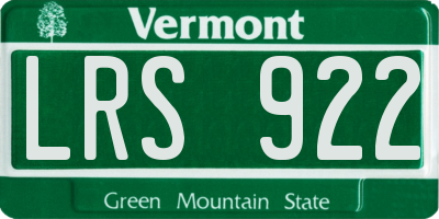 VT license plate LRS922