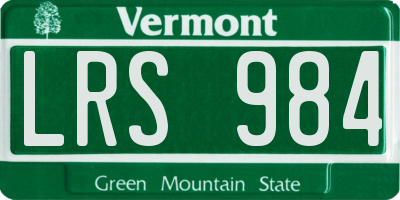 VT license plate LRS984