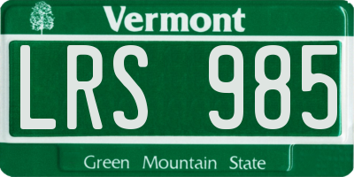 VT license plate LRS985