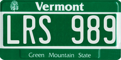 VT license plate LRS989