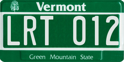 VT license plate LRT012