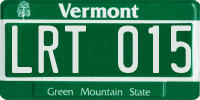 VT license plate LRT015
