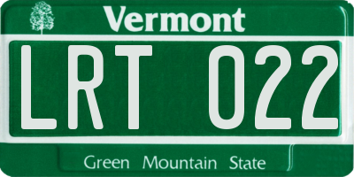 VT license plate LRT022