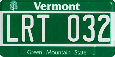 VT license plate LRT032
