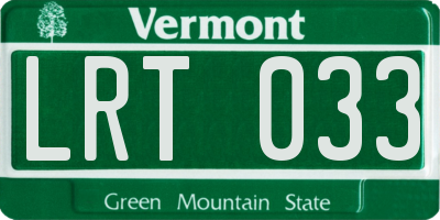 VT license plate LRT033