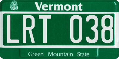 VT license plate LRT038