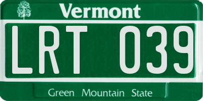 VT license plate LRT039