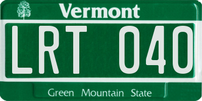 VT license plate LRT040