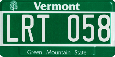 VT license plate LRT058