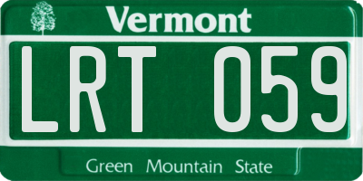 VT license plate LRT059
