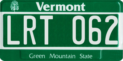 VT license plate LRT062
