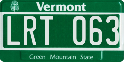 VT license plate LRT063