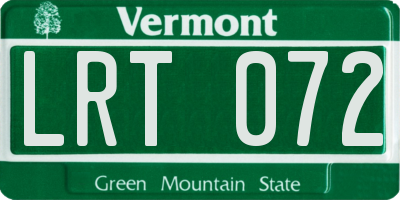 VT license plate LRT072