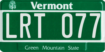 VT license plate LRT077