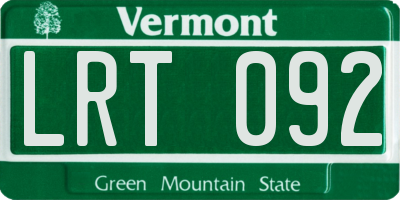 VT license plate LRT092