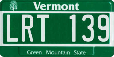 VT license plate LRT139