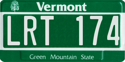 VT license plate LRT174