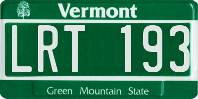 VT license plate LRT193