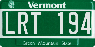 VT license plate LRT194