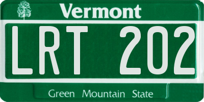 VT license plate LRT202