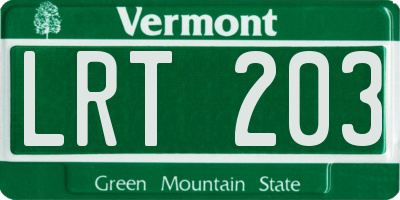 VT license plate LRT203