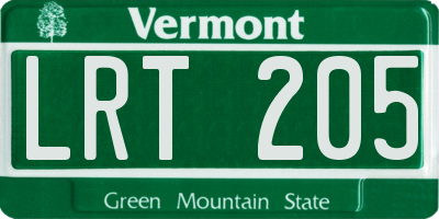 VT license plate LRT205