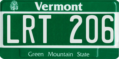 VT license plate LRT206