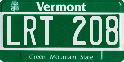 VT license plate LRT208