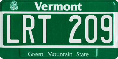 VT license plate LRT209