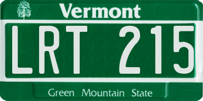 VT license plate LRT215