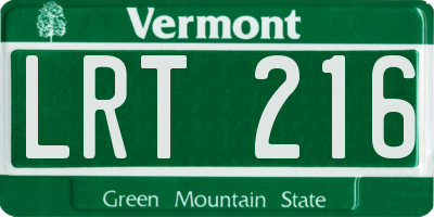 VT license plate LRT216