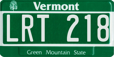VT license plate LRT218