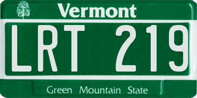 VT license plate LRT219