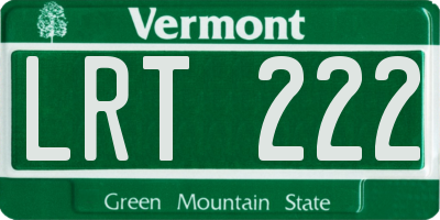 VT license plate LRT222
