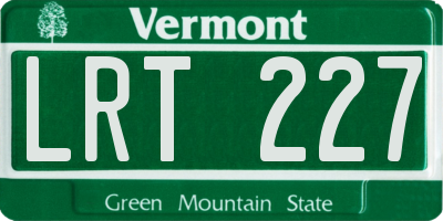 VT license plate LRT227