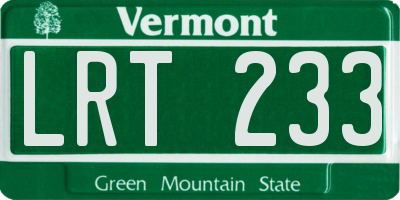 VT license plate LRT233