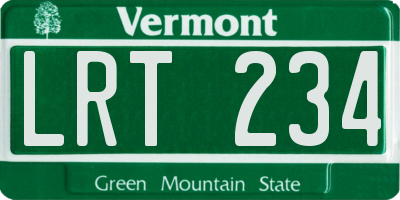 VT license plate LRT234