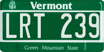 VT license plate LRT239