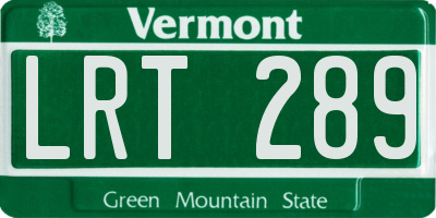 VT license plate LRT289