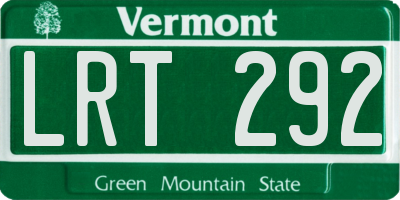 VT license plate LRT292