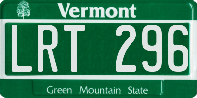 VT license plate LRT296