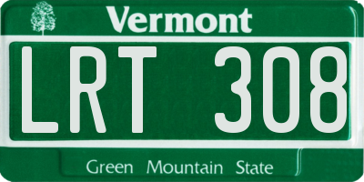 VT license plate LRT308