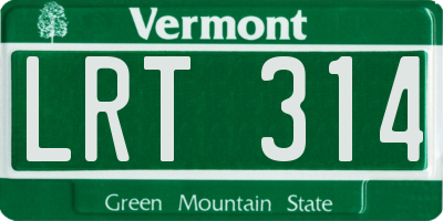 VT license plate LRT314